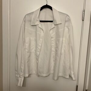 White Button-Up Cropped Shirt